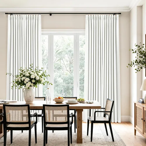 Vista 8 de Cortinas opacas plisadas de lino beige y blanco de 90 pulgadas de largo para dormitorio o sala de estar, juego de 2 paneles, oscurecimiento