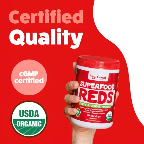 Vista 7 de Polvo orgánico de superalimentos rojos Suplemento de frutas y verduras Mezcla de batidos cargada con polvo de raíz de remolacha orgánica