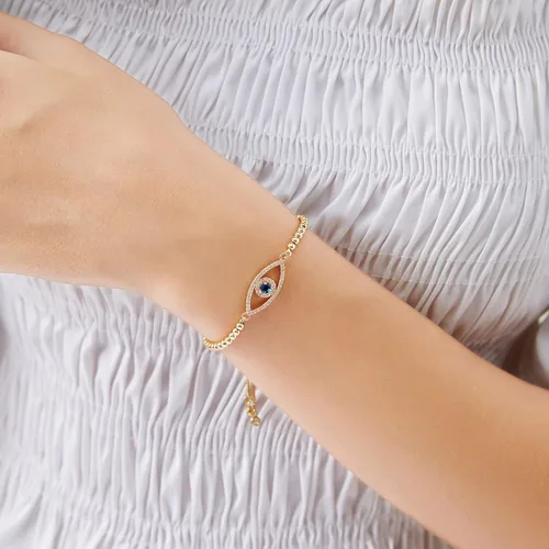 Vista 14 de Evil Eye Bracelets Hamsa Bracelet - 18K Gold Plated Adjustable Eye of Protection Bracelet Silver Evil Eye Amulet ojo Bracelet Gold Evil Eye Jewelry