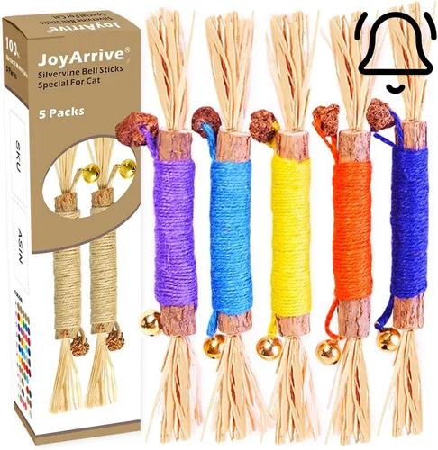 Vista 11 de Silvervine Natural Matatabi Bell Sticks - Juguetes masticables para gatos con golosina de algodón, cuidado de limpieza dental duradera