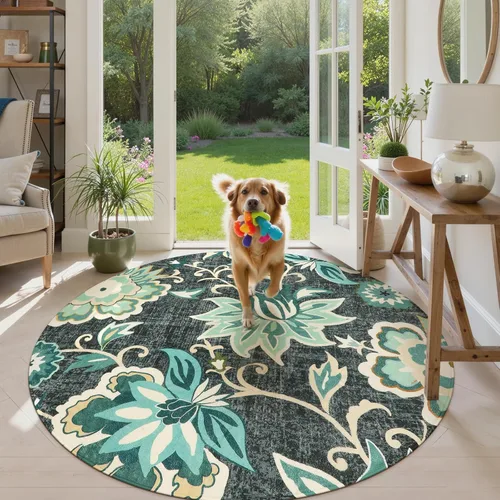 Vista 66 de Lahome - Tapete floral con estampado de cachemira, lavable, antideslizante, pequeño, anti-manchas, suave, para baño, entrada, dormitorio, Negro