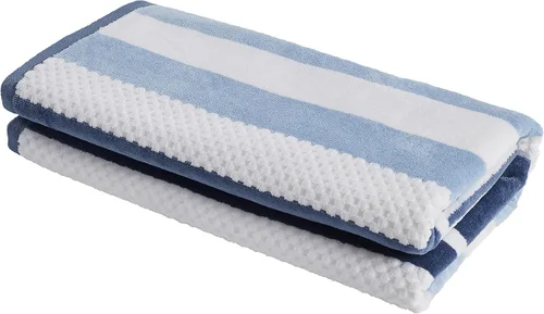 Vista 12 de Superior Toalla de playa de gran tamaño con textura de rayas, 100% algodón, suave, afelpada y altamente absorbente (juego de 2)