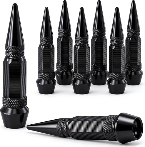 Vista 19 de 4 piezas de tapas de válvula de neumático con estilo púas, cubiertas de válvula de neumático universales de aleación de aluminio a prueba de polvo