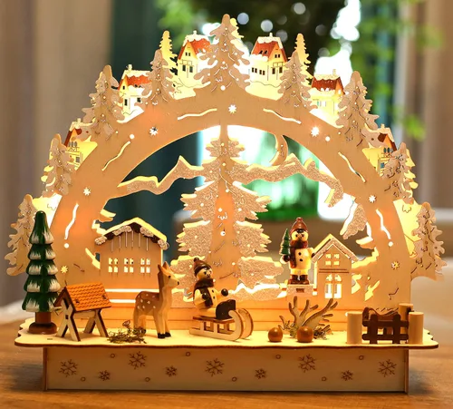 Vista 2 de BRUBAKER Arco de luz LED de Navidad - Aldea de Invierno - 11.8 x 3.5 x 9.8 pulgadas
