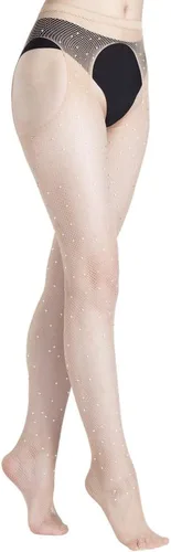 Vista 6 de Medias de red para mujer, medias brillantes con diamantes de imitación