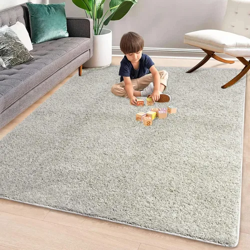Vista 23 de Fashionwu Alfombra grande esponjosa de 5 x 8 pies, alfombra de felpa para sala de estar, guardería, antideslizante, alfombra mullida para decoración