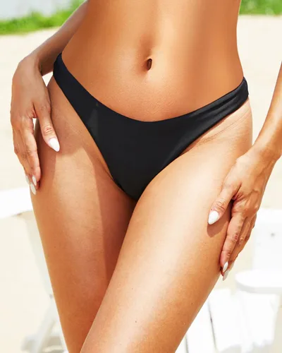 Vista 5 de Tempt Me Parte inferior de bikini con tiras para mujer, cobertura completa, parte inferior de traje de baño