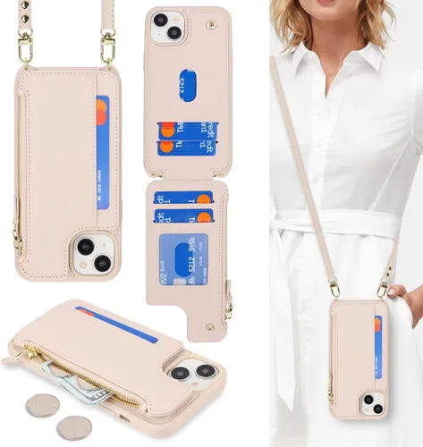 Vista 19 de Cavor para iPhone 14 Plus Funda tipo cartera con tarjetero, Funda tipo cartera para iPhone 14 Plus para mujeres, Doble cierre magnético a prueba