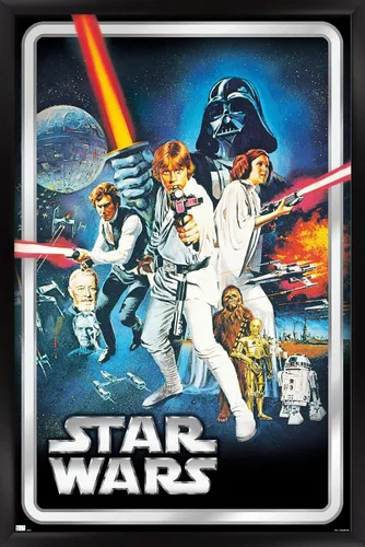 Vista 8 de Trends International Star Wars: A New Hope - Póster clásico de pared, 34 pulgadas de largo x 22.4 pulgadas, versión enmarcada en blanco
