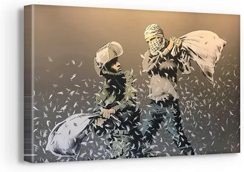 Vista 37 de Arte en lienzo de Banksy para pared, decoración del hogar, lienzo pre-estirado - varios tamaños
