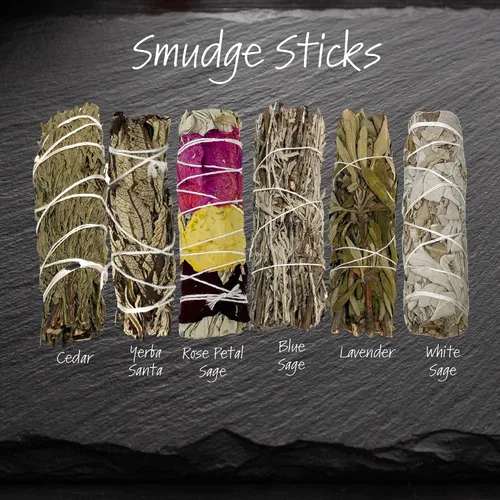 Vista 2 de Kit de manchas con 6 paquetes – Kit de recambio con barra de mancha de salvia azul, palo de manchas de lavanda, palo de yerba santa, palo de manchas