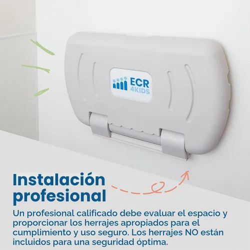 Vista 4 de ECR4Kids Cambiador horizontal montado en la pared con espalda delgada, cambiador de bebé, granito blanco