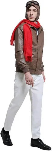Vista 2 de Coskidz Disfraz de piloto vintage para hombre, con gafas, bufanda y sombrero