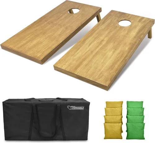 Vista 9 de GoSports 4 ft x 2 ft Regulation Size Wooden Cornhole Boards Set with Light Brown Finish - Includes Carrying Case and Bean Bags Negro- gris