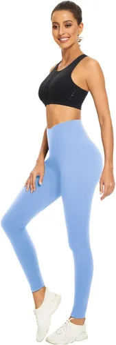 Vista 4 de Leggings de cintura cruzada para mujer, control de abdomen, entrenamiento, correr, no se transparentan, pantalones de yoga atléticos para gimnasio