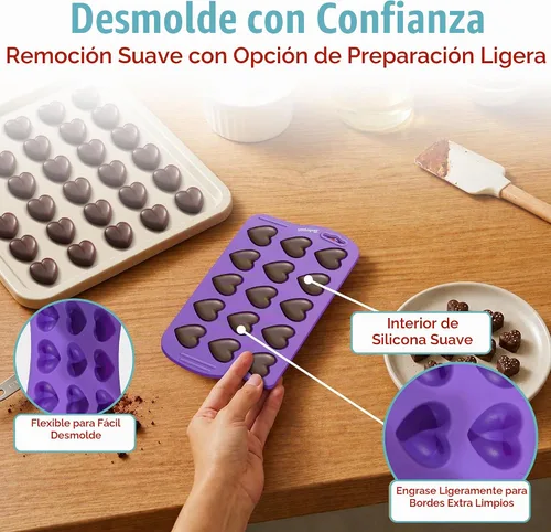 Vista 8 de Bakerpan Mini moldes de silicona en forma de corazón, antiadherentes