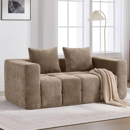 Vista 12 de Sofás sin estructura de 119" tamaño extragrande estilo nube para sala de estar, sofá seccional modular moderno con mechones con asiento profundo
