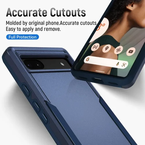 Vista 5 de Asuwish Funda para teléfono para Pixel 6A con protector de pantalla de vidrio templado y delgada híbrida de cuerpo completo, protector móvil