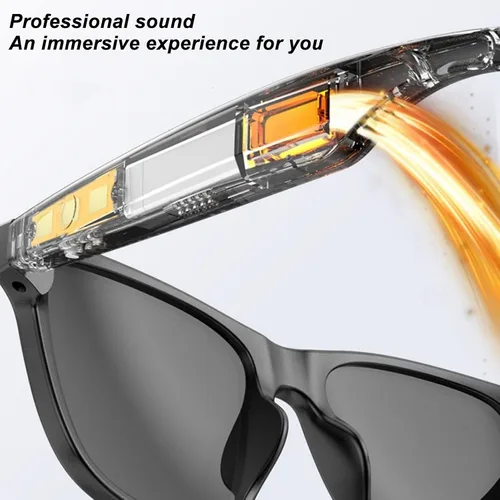 Vista 3 de Gafas inteligentes, gafas de sol Bluetooth con oído abierto audio manos libres llamada magnética carga para actividades al aire libre ligero