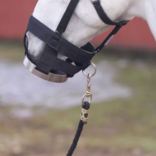 Vista 3 de Dura-Tech Breathe Rite - Bozal de pastoreo con cabestro separador para caballos, tamaño mazorca, ayuda para controlar el peso del caballo, mejora