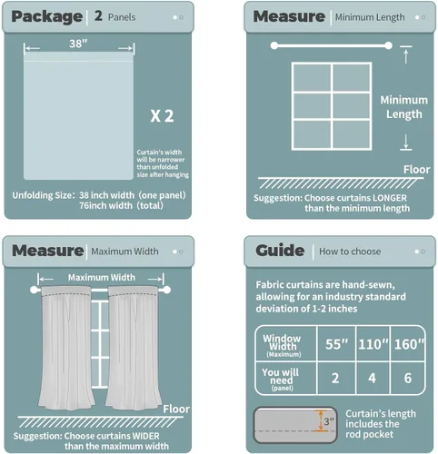 Vista 6 de BGment - Cortinas opacas para sala de estar de 63 pulgadas de largo, juego de 2 paneles, cortinas para oscurecer toda la habitación, cortinas