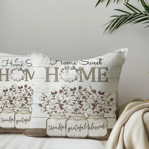 Vista 2 de Fundas de almohada suaves con diseño de flores rústicas para sofá, dormitorio, sala de estar, 18 x 18 pulgadas, 2