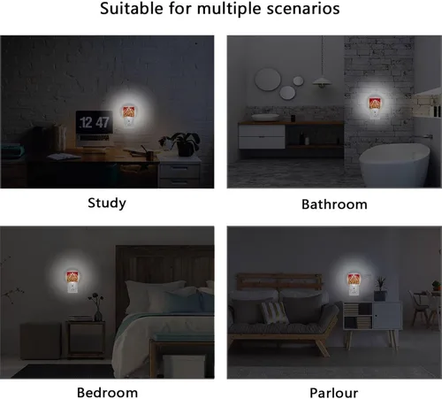 Vista 5 de Vdsrup Christmas Gingerbread Man (2) Night Light Set of 2 Plug-in LED Nightlights Auto Dusk-to-Dawn Sensor Lamp for Adults in Bedroom Bathroom Multi