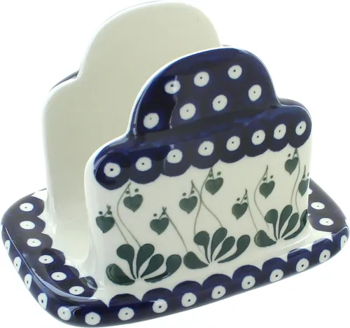 Vista 29 de Blue Rose Polish Pottery - Servilletero de Puntos Pequeños Azules - 5" x 5" - Servilleteros de Cerámica, Accesorios Decorativos para Mesa de Comedor