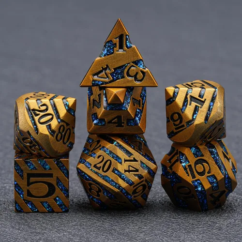 Vista 3 de Juego de dados de metal con incrustaciones de alta calidad, dados DND de aleación de zinc pesado para jugadores de rol serios