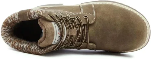 Vista 4 de ANJOUFEMME Botas de senderismo casuales de invierno para mujer - Botas de nieve al aire libre para mujer con tobillo impermeables, ligeras