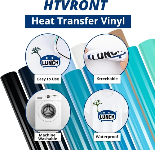 Vista 6 de HTVRONT Vinilo de transferencia de calor azul HTV – 13 hojas de varios HTV azules para camisas, vinilo turquesa para planchar compatible con máquina