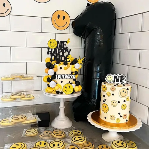 Vista 7 de 24 adornos para tartas de 1er cumpleaños, decoración hippie para cupcakes para boda, suministros de revelación de género (estilo 1)