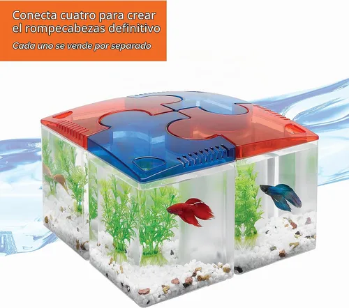 Vista 2 de Aqueon Betta Puzzle - Kit de tanque de peces de acuario, azul, medio galón