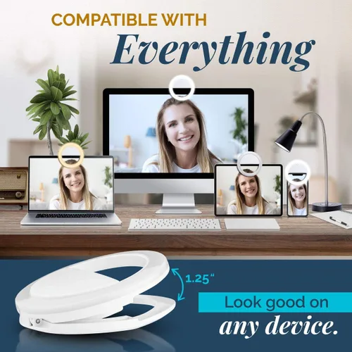 Vista 2 de GearLight Anillo de luz para selfie para computadora o teléfono, iluminación LED compatible con iPhone para cámara web de laptop, grabación