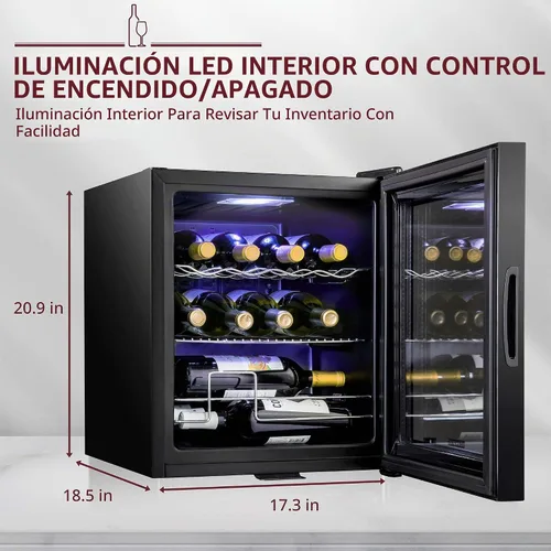 Vista 4 de Schmecke - Refrigerador de vino con compresor de 12 botellas con cerradura Gran bodega independiente Refrigerador de vino digital 41f-64f