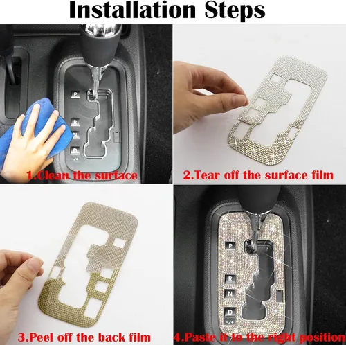 Vista 4 de Para Jeep Wrangler JK JKU Accesorios 2012 2013 2014 2015 2016 2017 2018 Bling Gear Shift Box Frame Cover Trim Panel Sticker para mujeres y hombres