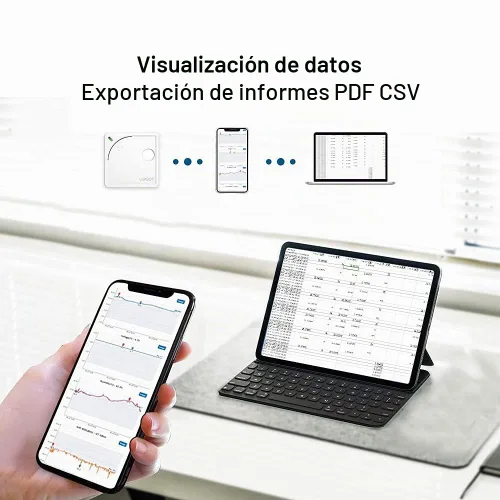 Vista 2 de Sensor ambiental WiFi WS1: temperatura, humedad, monitoreo de luz Sonda externa Alertas, informes de programación y uso compartido