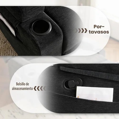 Vista 6 de Sofá biplaza reclinable manual, sofá reclinable de 2 plazas