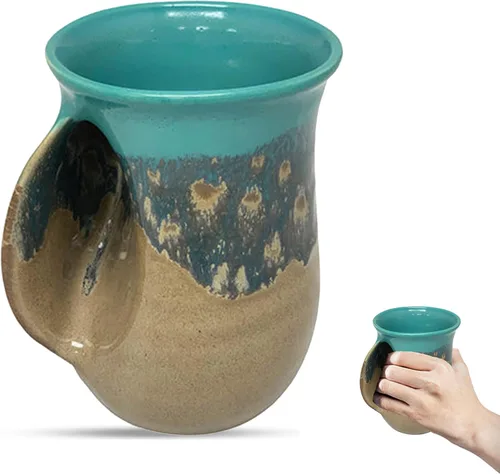 Vista 42 de Clay in Motion - Taza calentadora de manos para diestros, diseño Ocean Tide Marea del Océano