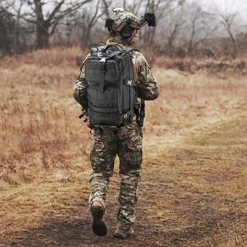 Vista 7 de ProCase Mochila táctica militar, mochila de gran capacidad de 35 L, paquete de asalto militar de 2 días, bolsa para caza, senderismo, campamento
