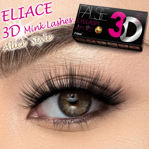 Vista 7 de Eliace Pestañas postizas de aspecto natural, pestañas de ojo de gato, tiras finas, pestañas postizas de visón 3D, pestañas postizas de volumen