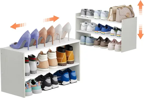 Vista 13 de X-cosrack - Organizador de zapatero de 2 niveles para armario, zapatero blanco expandible y ajustable, estantes de almacenamiento de zapatos