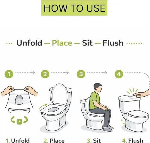 Vista 8 de Pee Safe Fundas desechables para asiento de inodoro, forros a base de papel, 20 unidades, fundas de higiene aptas para viajes para baños