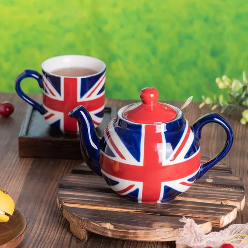 Vista 9 de London Pottery Tetera con infusor, cerámica, pintado a mano Union Jack Edición Limitada, 2 tazas (20.3 fl oz)