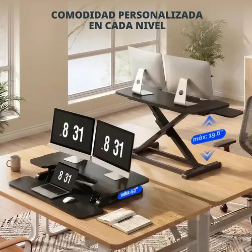 Vista 5 de FLEXISPOT Convertidor de escritorio de pie de 42 pulgadas, elevador de escritorio ergonómico extra grande de altura ajustable, estación de trabajo