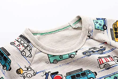 Vista 4 de HUAER& Sudadera de algodón con cuello redondo y estampado de dinosaurios para bebé
