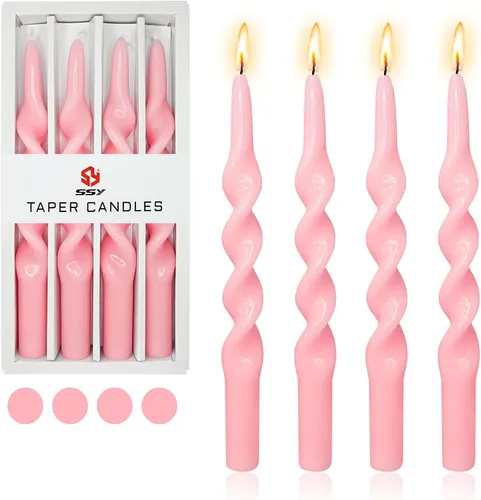 Vista 44 de SM101 - Vela cónica roja, velas en espiral de 10 pulgadas, velas largas cónicas sin goteo para cena, mesa de comedor, boda, fiesta, fiesta, Rojo