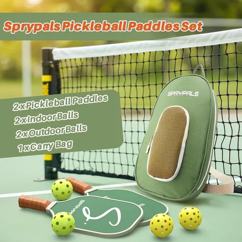 Vista 8 de Juego de palas de pickleball de 2/4, palas de pickleball aprobadas por USAPA con cara de fibra de vidrio, raquetas de pickleball ligeras con pelotas