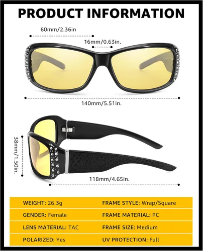 Vista 5 de LVIOE Gafas de sol polarizadasgafas de conducción de visión nocturna para mujeres LN010