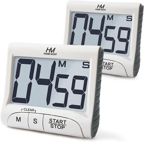 Vista 8 de Temporizador de cocina de pantalla grande de 3 pulgadas, temporizador digital, alarma magnética en una cuerda, temporizadores de cocina blancos